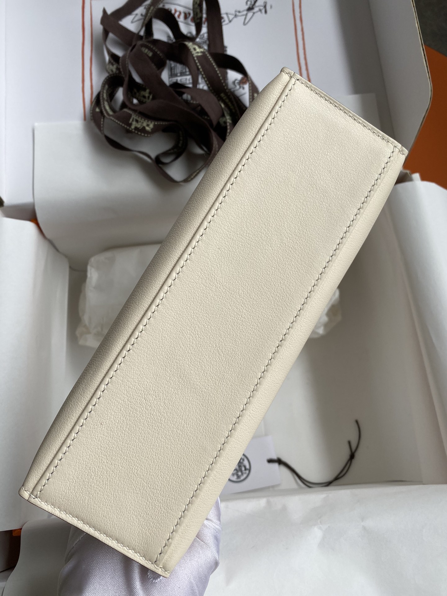 Hermes Mini Kelly Pochette 22cm Bag In White Swift Leather